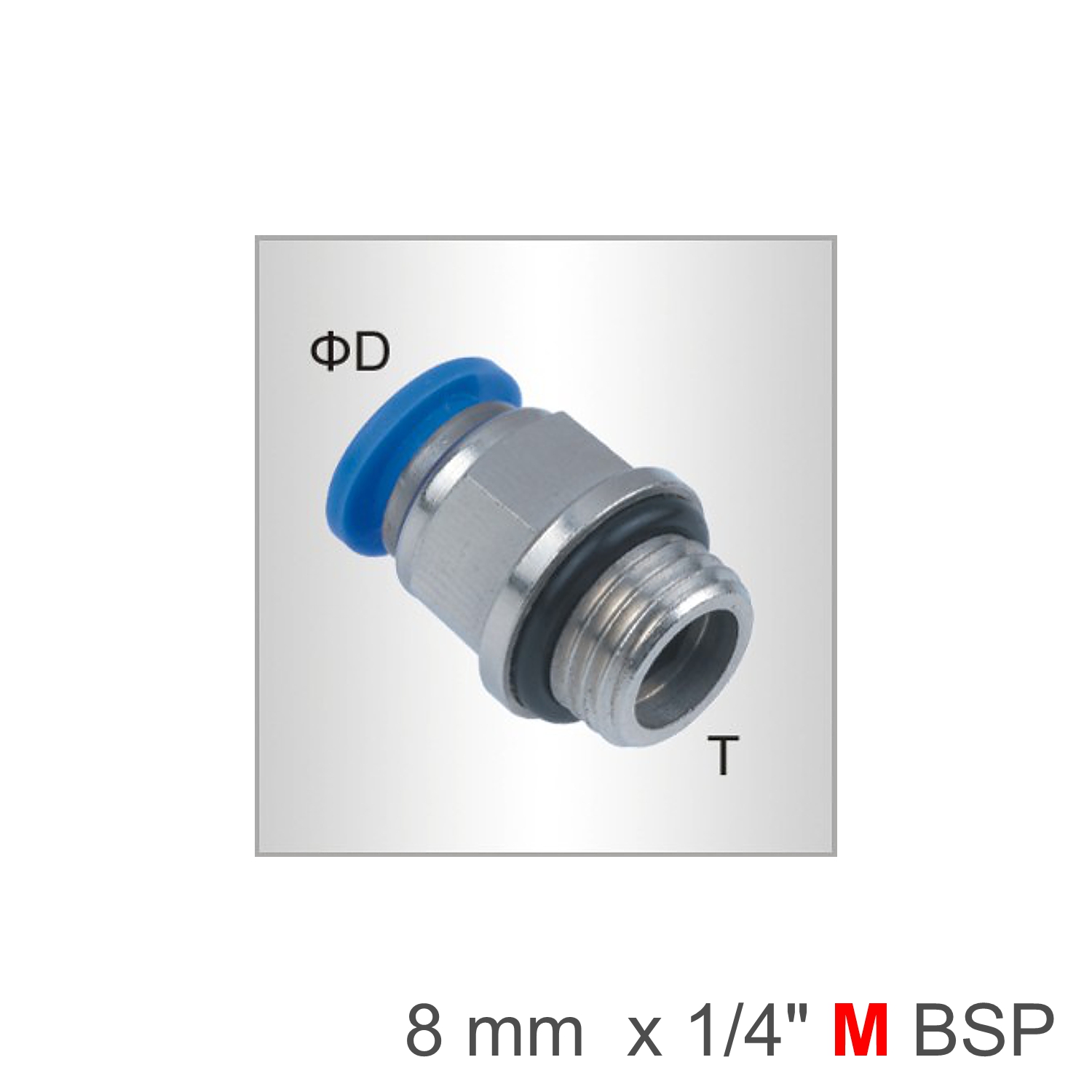 Pu Fitting Str. Stud W/o-ring 8mm-1/4 M