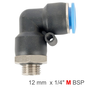Elbow W/o-ring 12mm-1/4 M Pu Hose Fitting