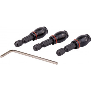 Drill Bit Adaptor Set 3pc 3.4.5mm Fem Rnd- Grub Screw Type 1/4'm Hex S