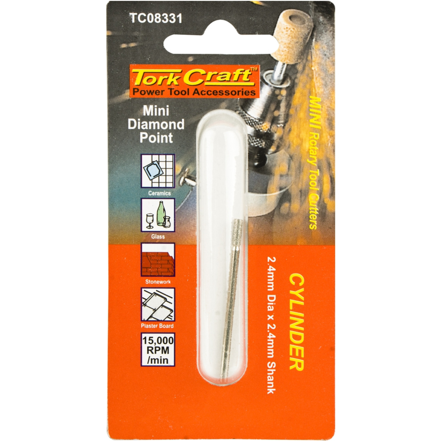 Mini Diamond Point 2.4mm Cyl. 2.4mm Shank
