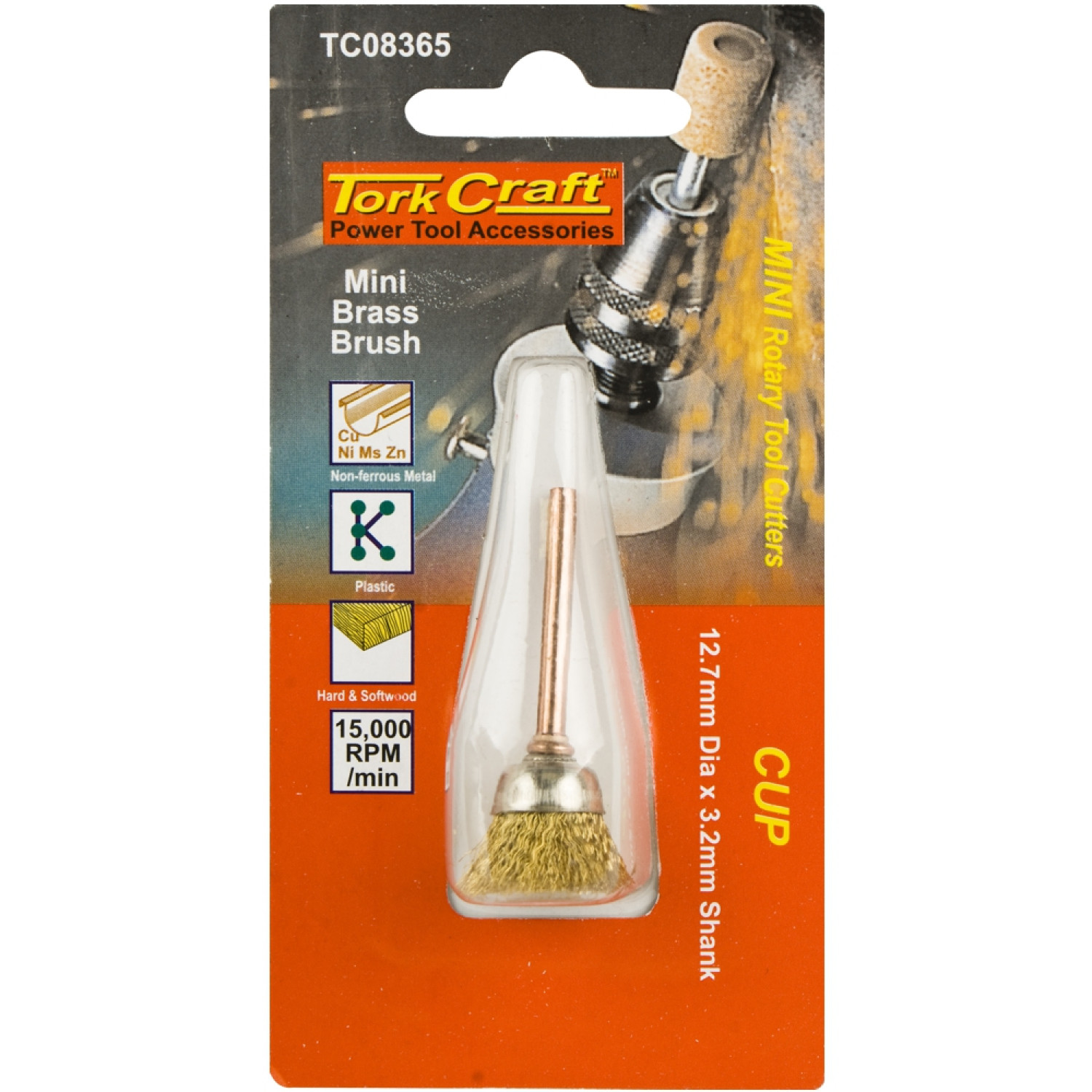 Mini Brass Brush 12.7mm Cup 3.2mm Shank