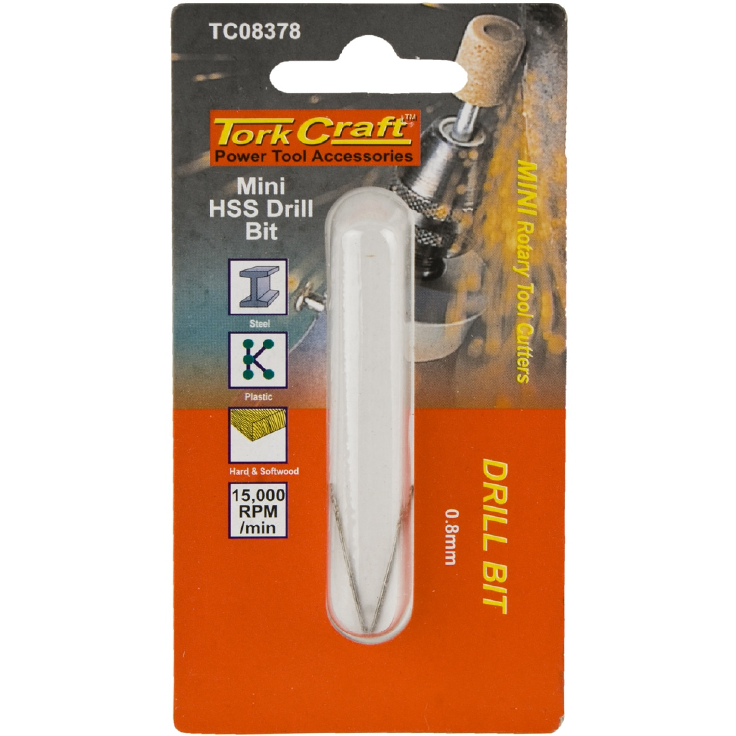Mini Hss Drill Bit 0.8mm 2pc