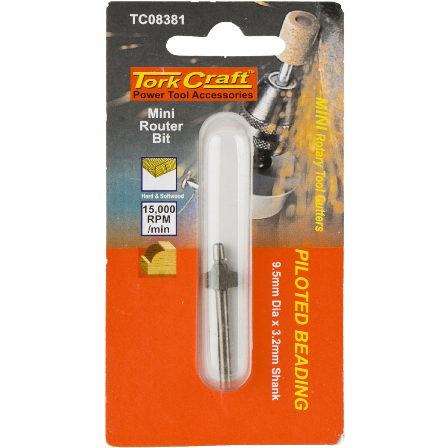 Mini Router Bit 9.5mm Piloted Beading 3.2mm Shank