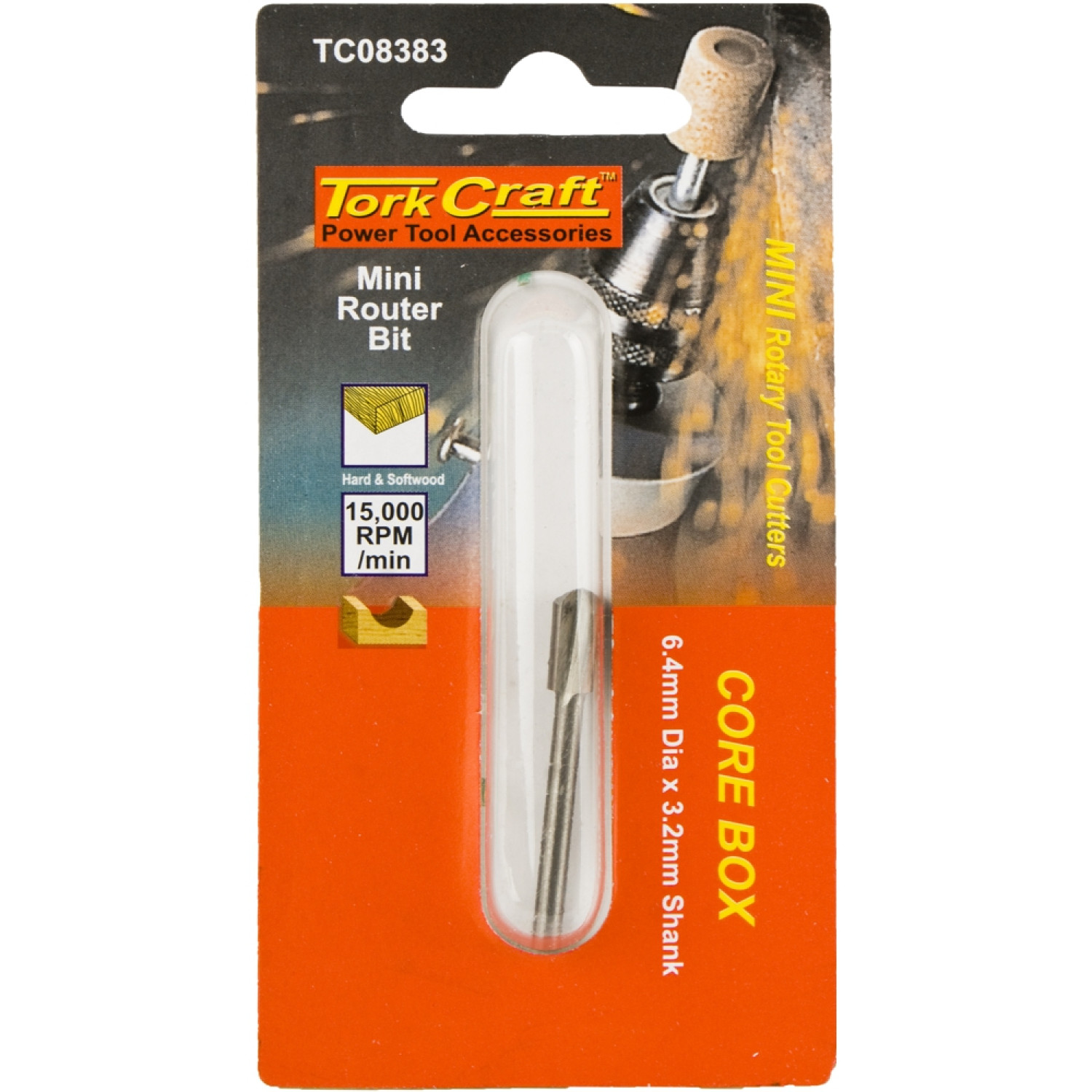 Mini Router Bit 6.4mm Core Box 3.2mm Shank