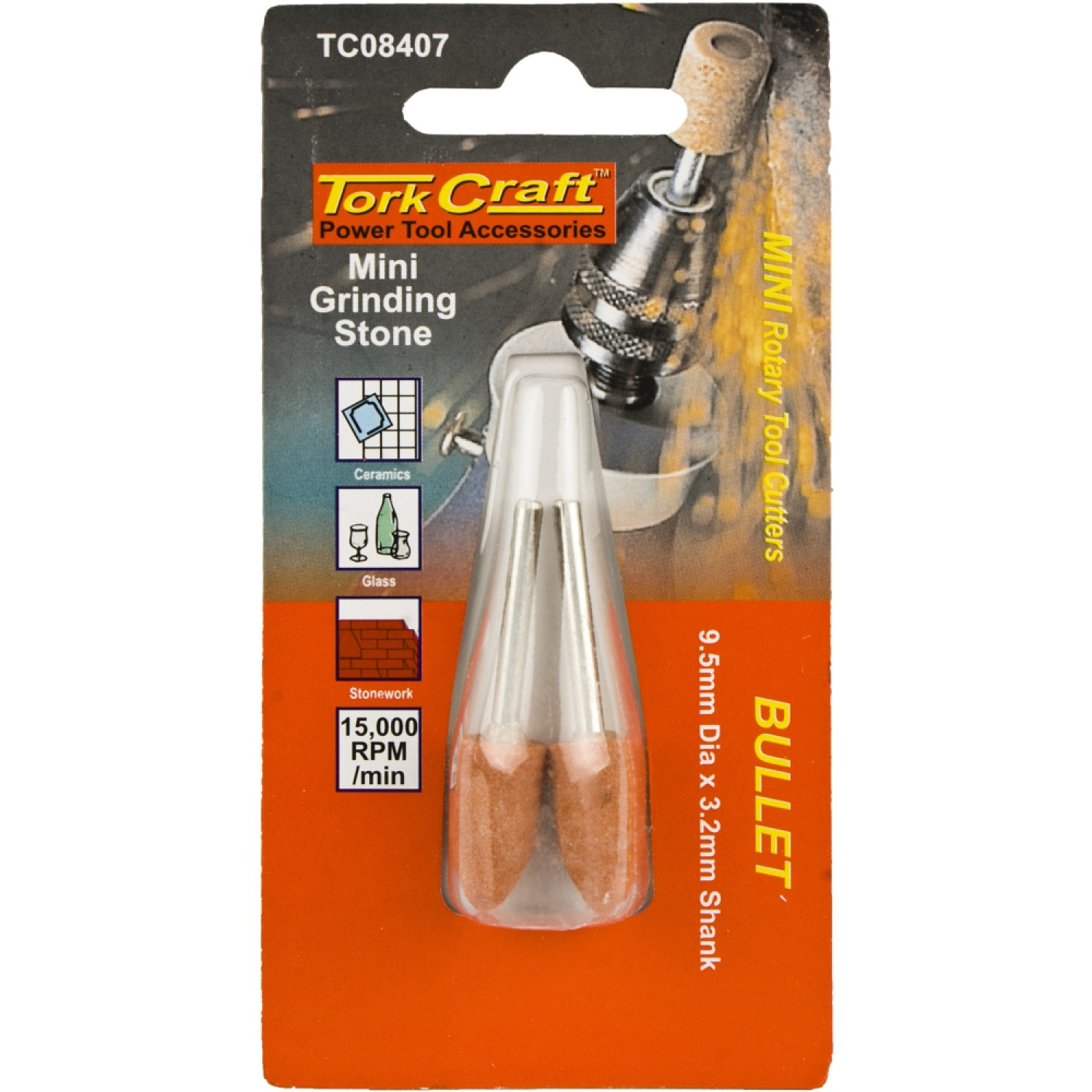 Mini Grinding Stone 9.5mm Bullet 3.2mm Shank