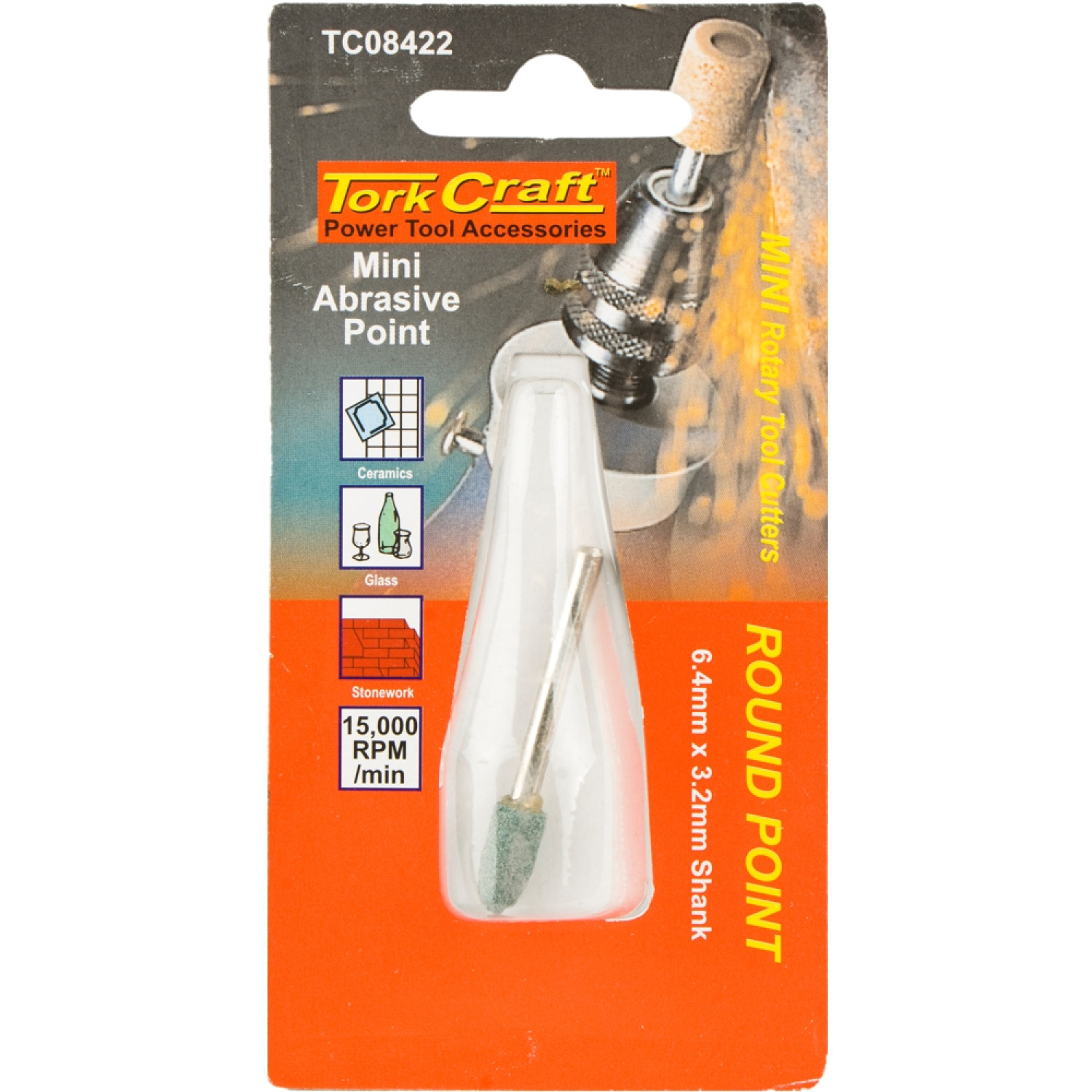 Mini Abrasive Point 12.7mm Round Point 3.2mm Shank