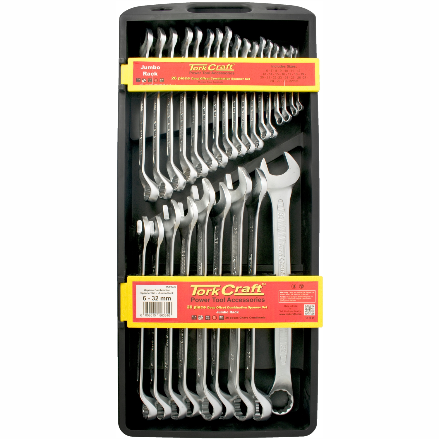 26pcs Combination Spanner Set 6-32mm Deep Offset Jumbo Rack
