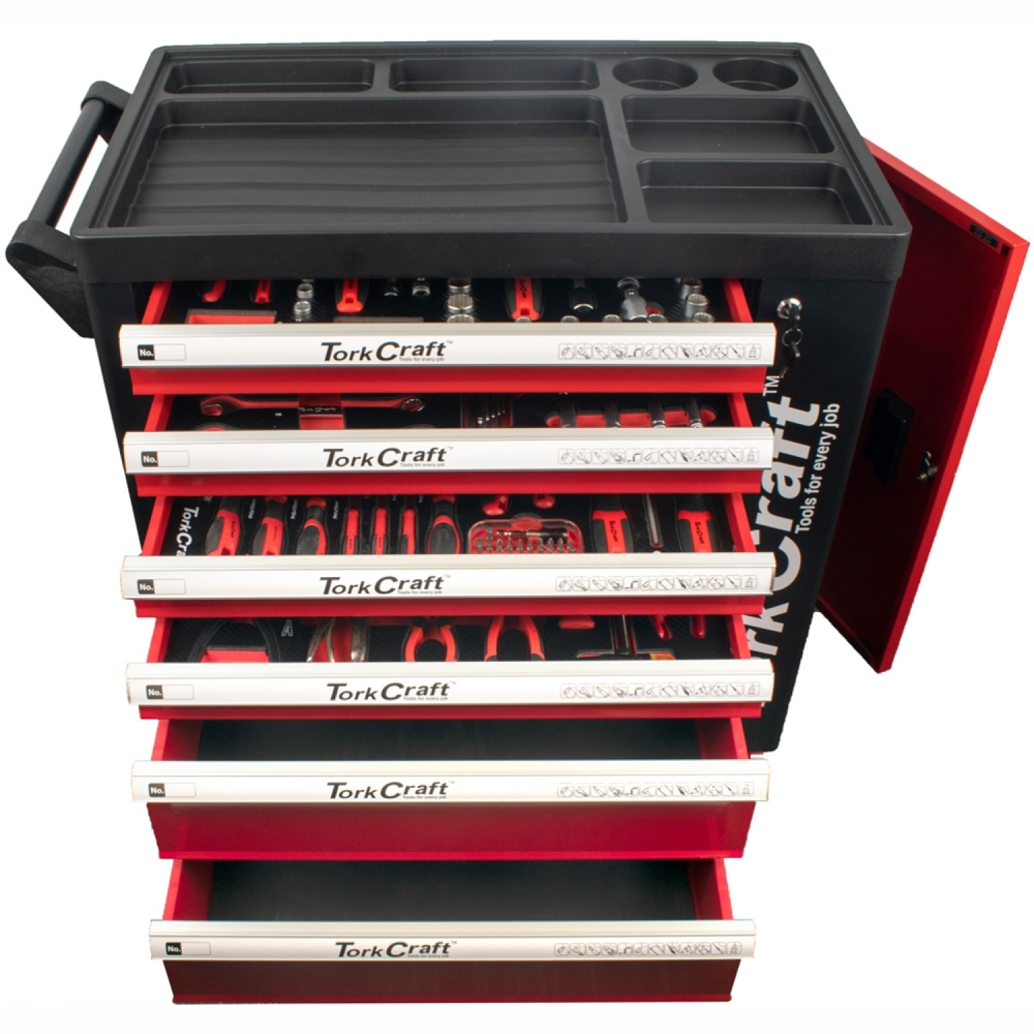 TORK CRAFT 6 Drawer Roller Cab Tool Box On Castors With 184pc Of Stock