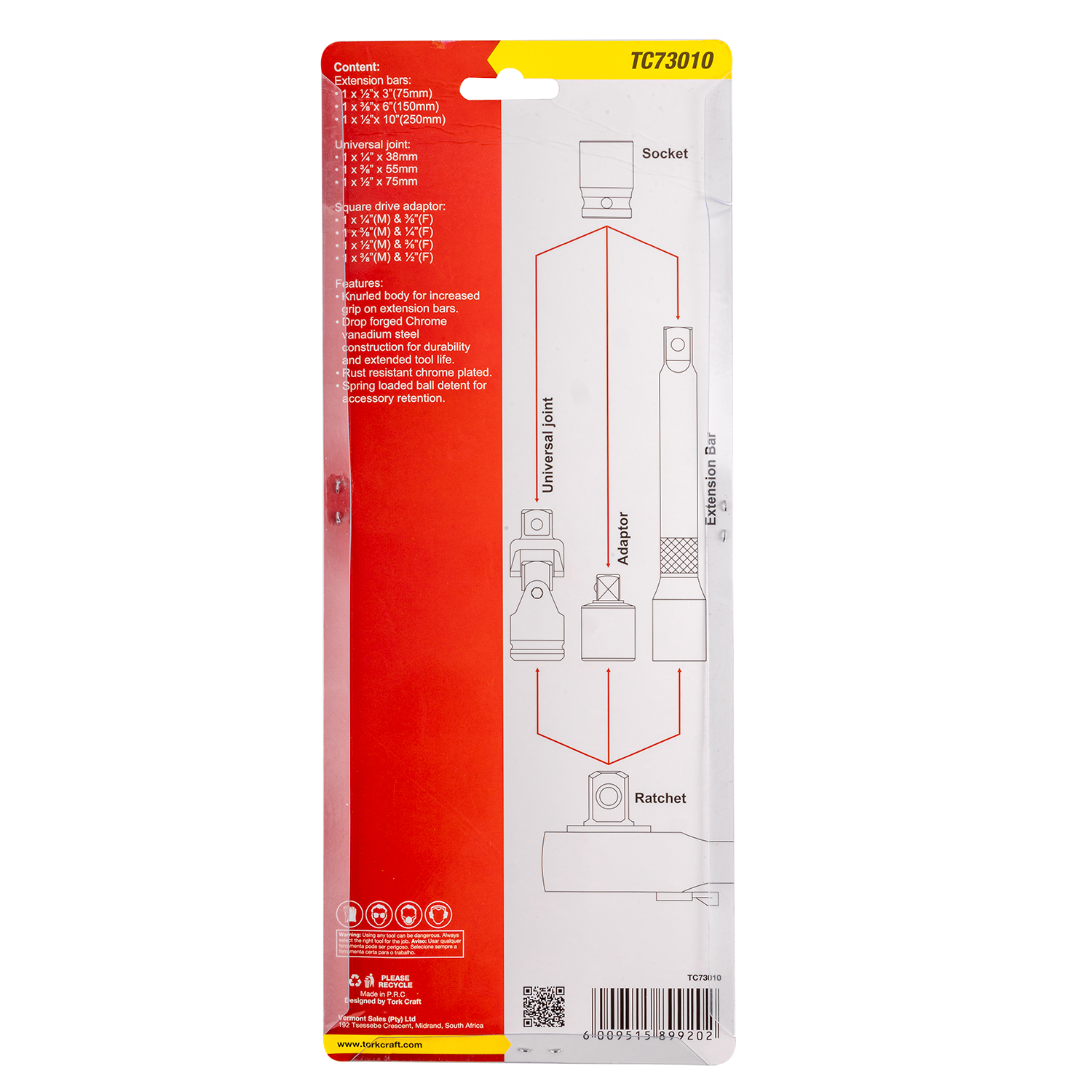 Socket Adaptor & Extention Set 1/2', 1/4', 3/8' 10pc