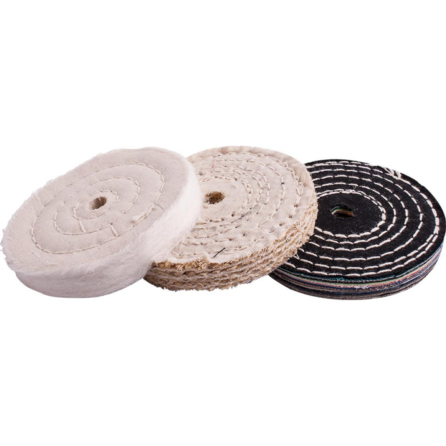 Buffing Wheel Kit 3pcs 100mm White & Denim Stiched & Sisal Polishing