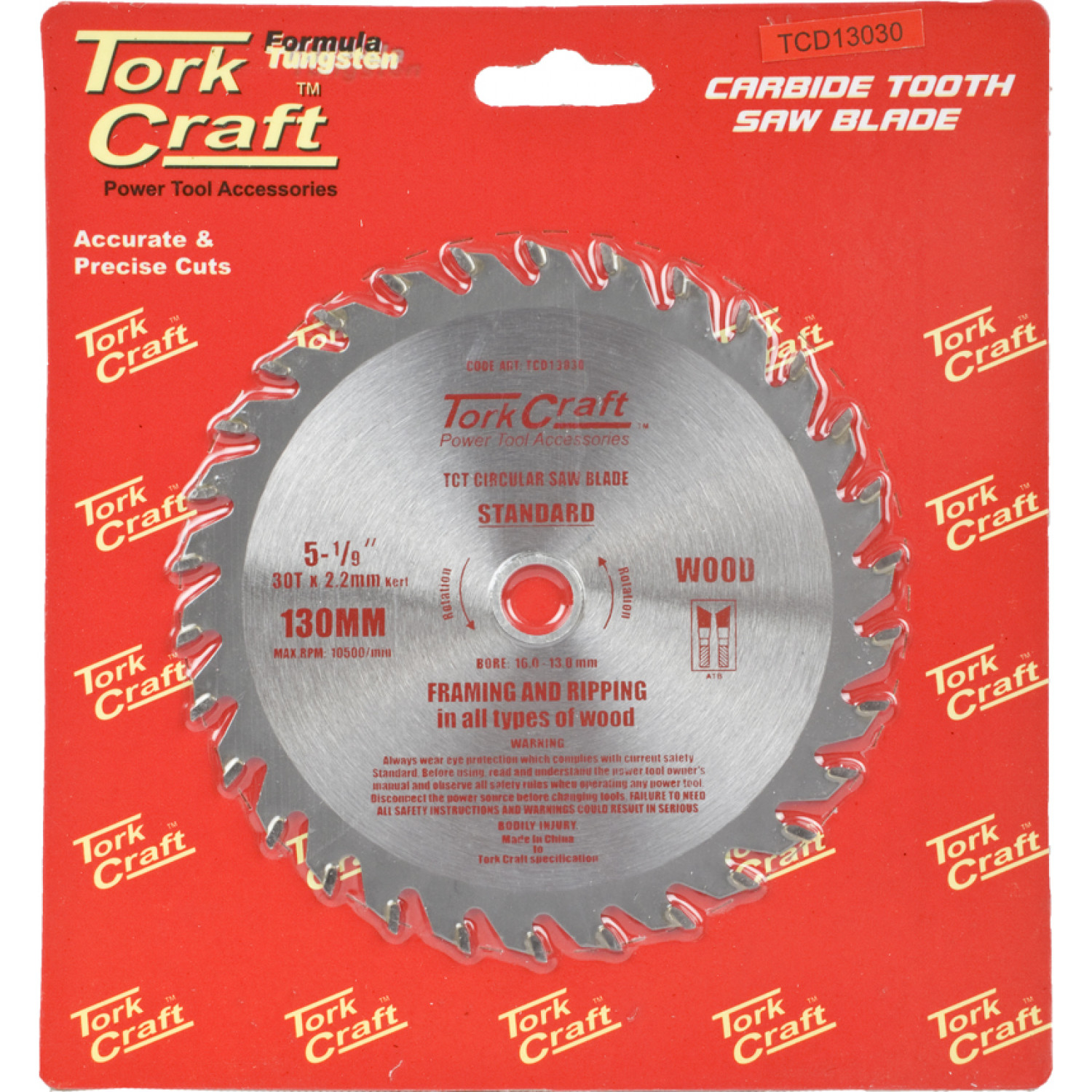 Blade Tct 130 X 30t 16/13 General Purpose Combination Wood