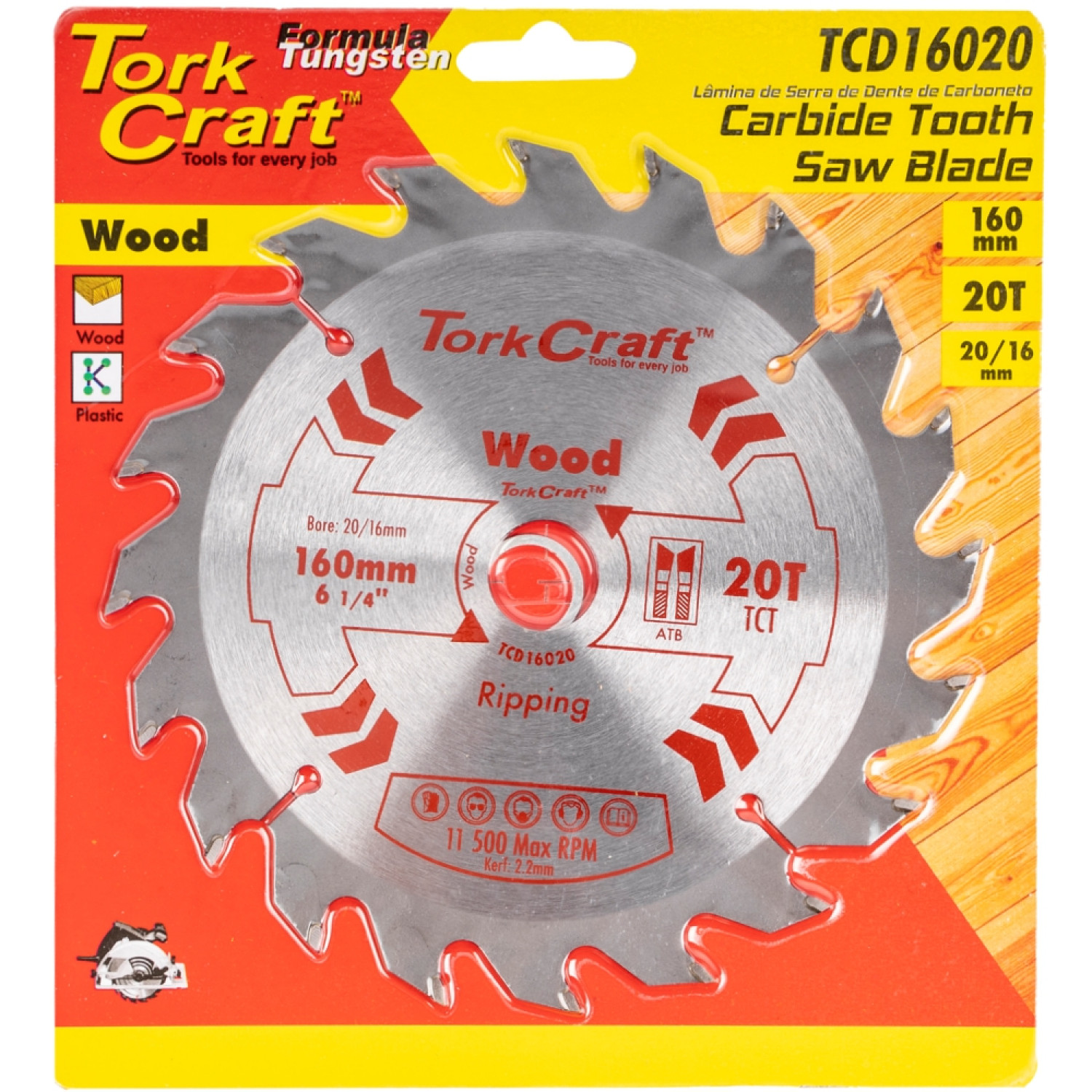 Blade Tct 160 X 20t 20/16 General Purpose Rip Wood