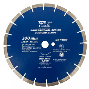 Diamond Blade 300 X 25.4mm Green / New Concrete Laser Welded Segmented