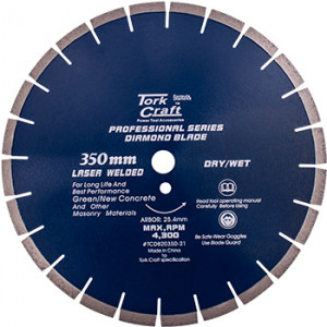 Diamond Blade 350x25.4mm Green / New Concrete Laser Welded Segmented