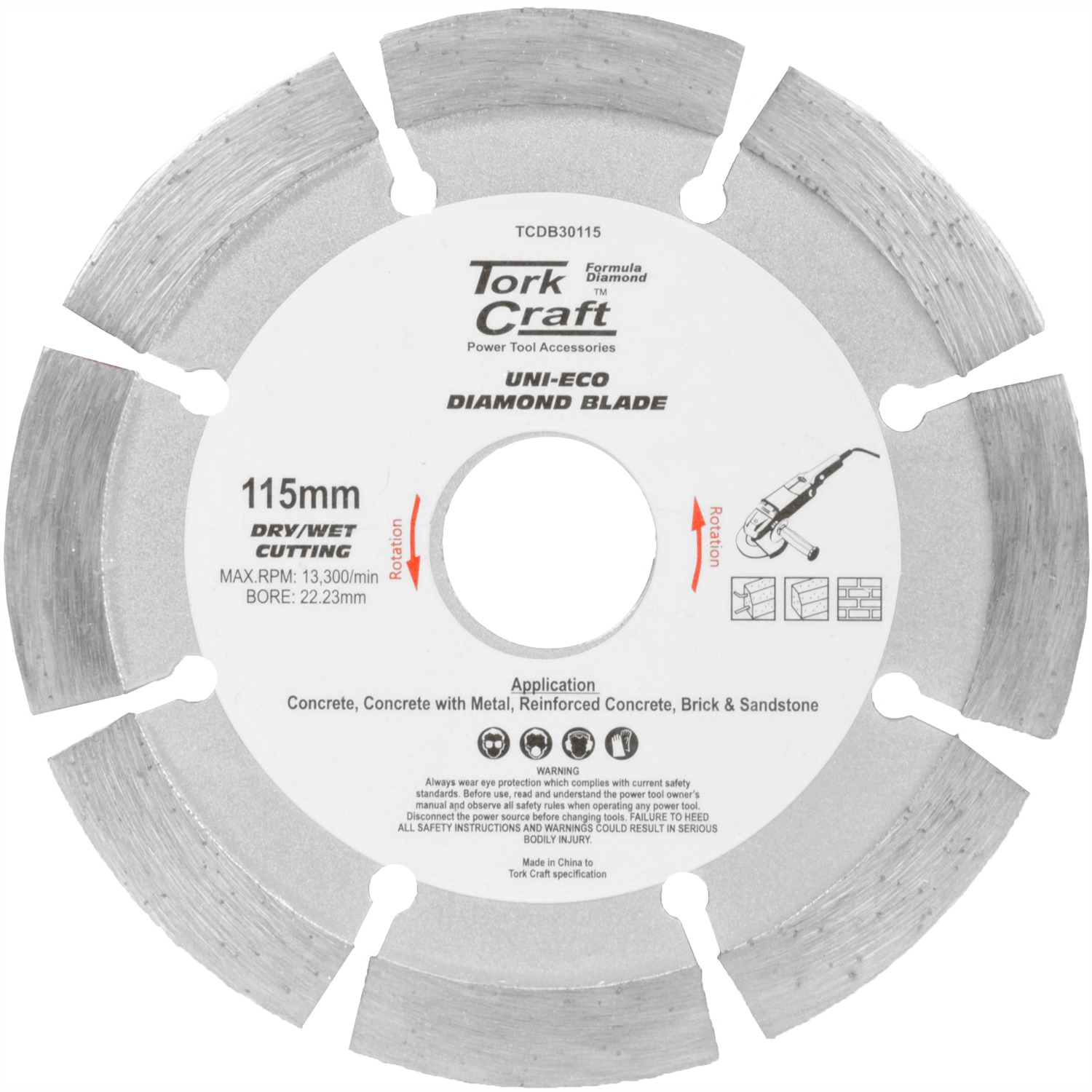 Diamond Blade Segm 115mm X 10mm Reinforced Concrete