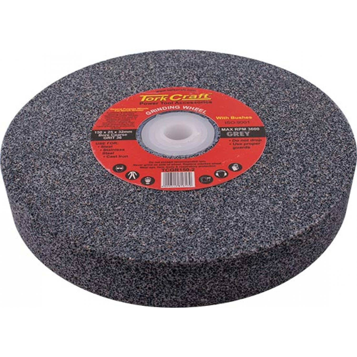 Grinding Wheel 150x25x32mm Bore Coarse 36gr W/bushes For Bench Grinder