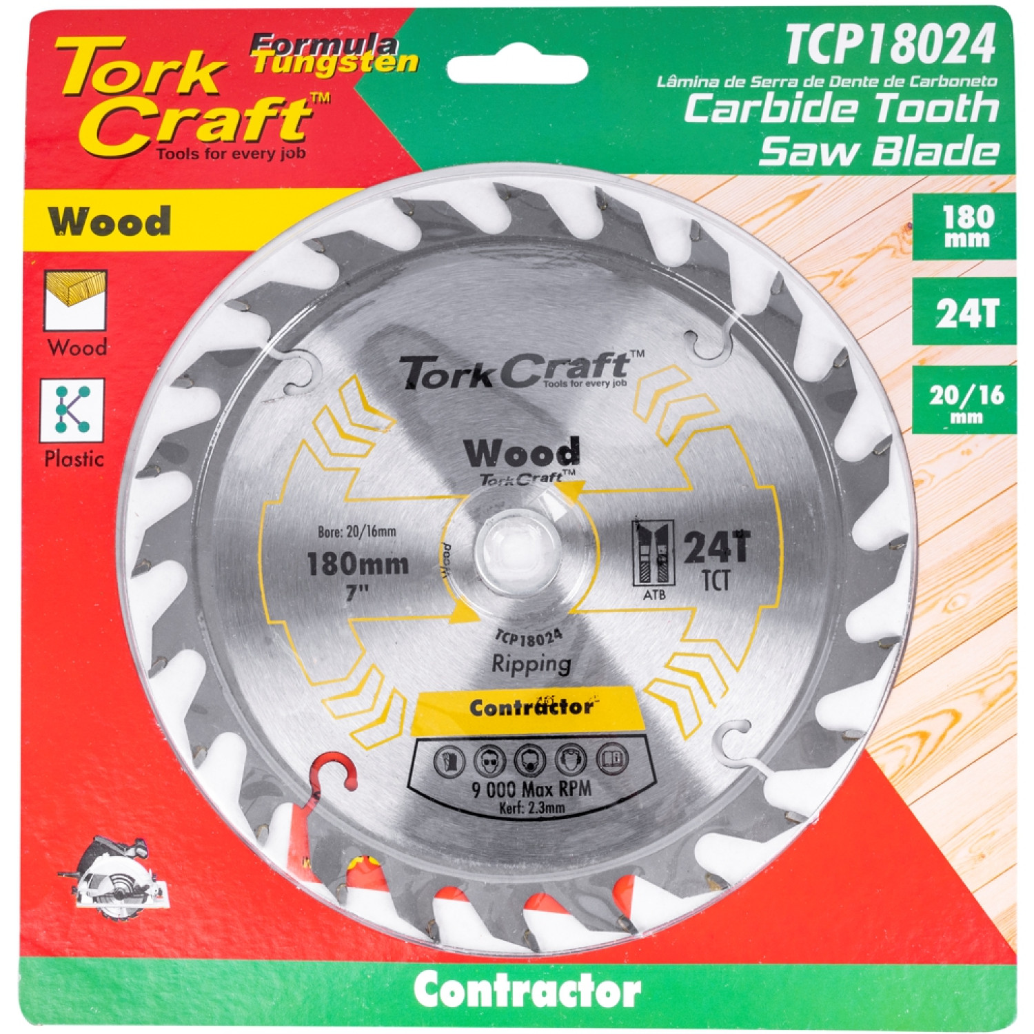 Blade Contractor 180 X 24t 20/16 Circular Saw Tct