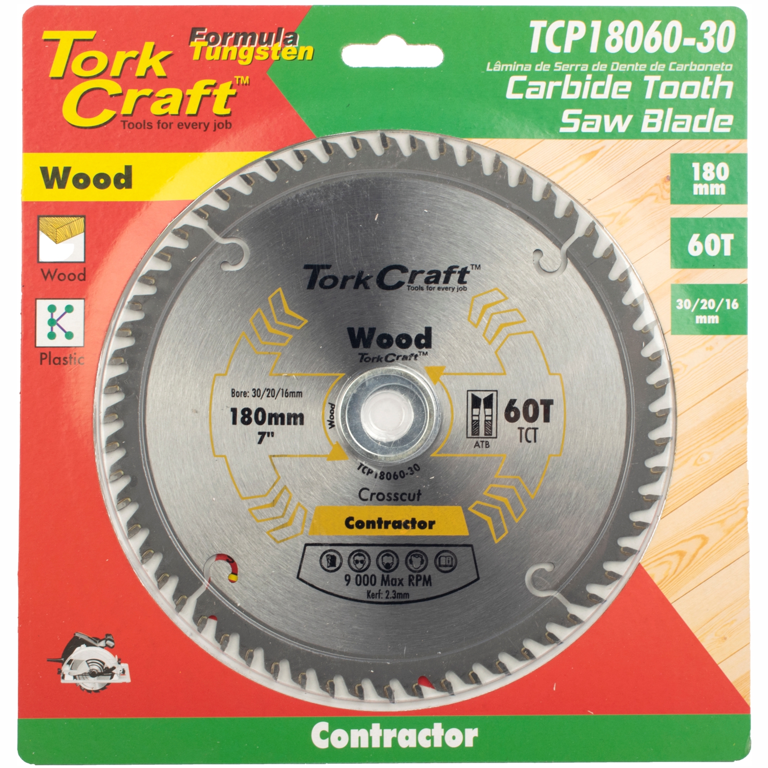 Blade Contractor 180 X 60t 30/20/16 Circular Saw Tct
