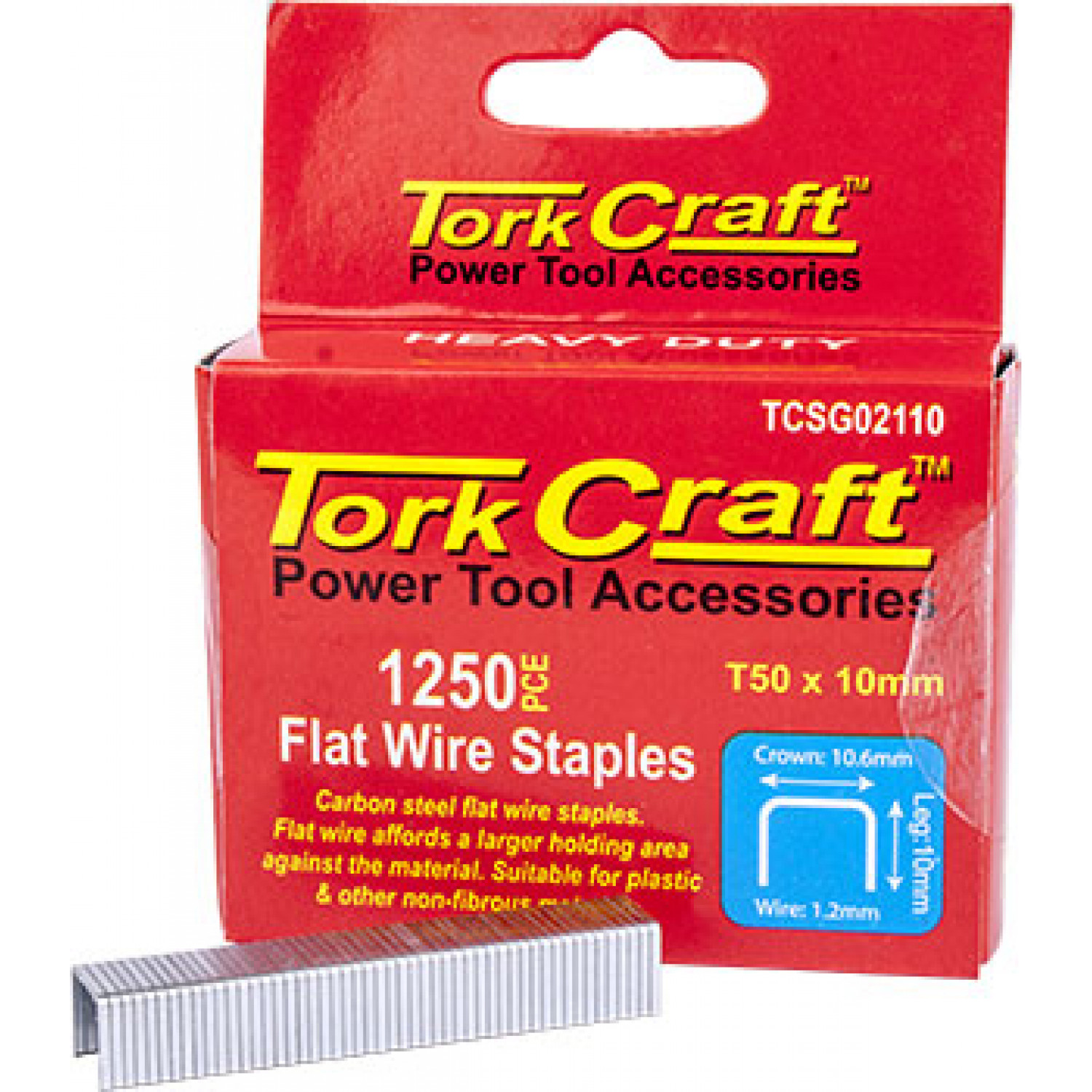 Flat Wire Staple 16g X10.6mm X 10mm T50 1250pc C/steel For Tcsg0210