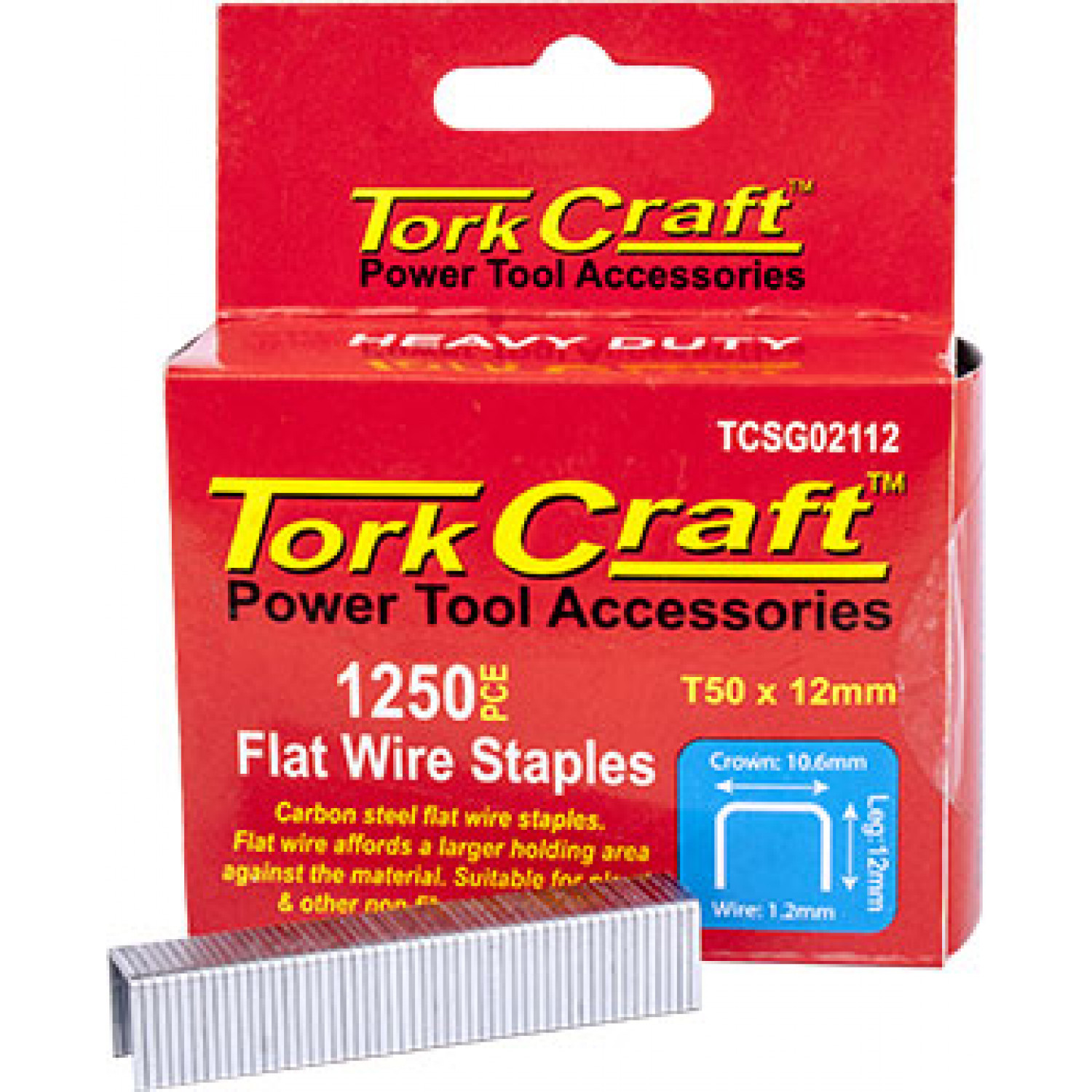 Flat Wire Staple 16g X 10.6mm X 12mm T50 1250pc C/steel For Tcsg0210