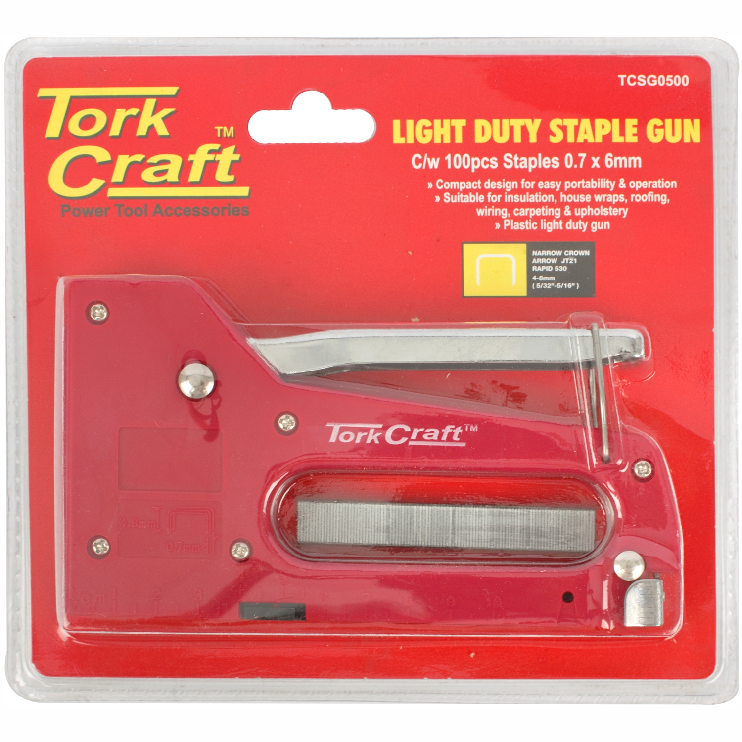 Staple Gun 21g 6 - 8mm L/duty Jt21 With 100pc 0.7mmx8mm