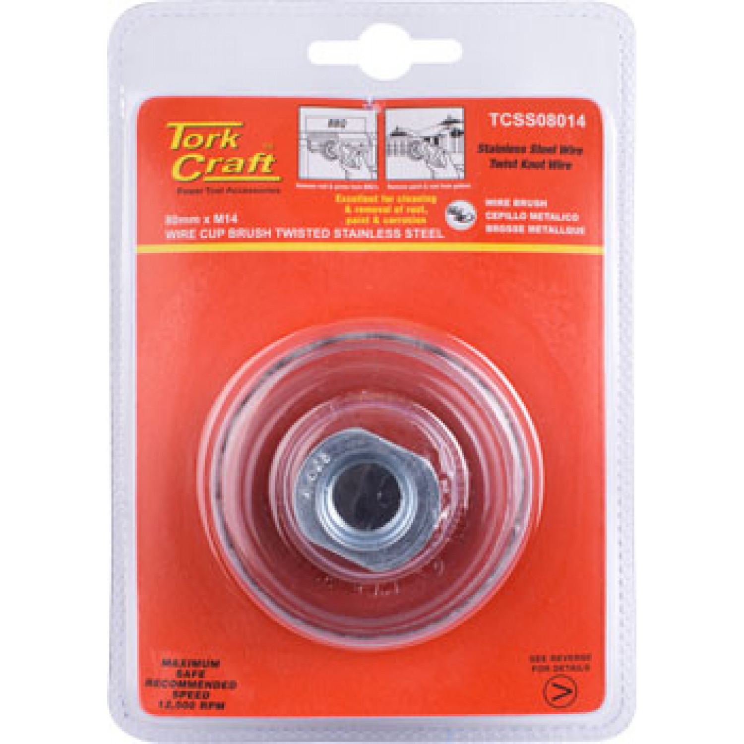 Wire Cup Brush 80 X M14 Knotted Stainless Steel Tcw