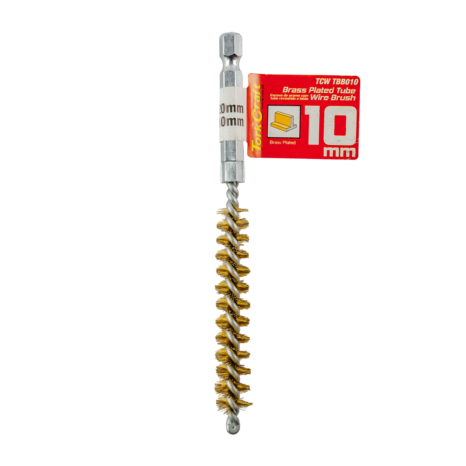 Tube Brush 10mm X 120mm Brass Wire 6,35mm Hex Shank