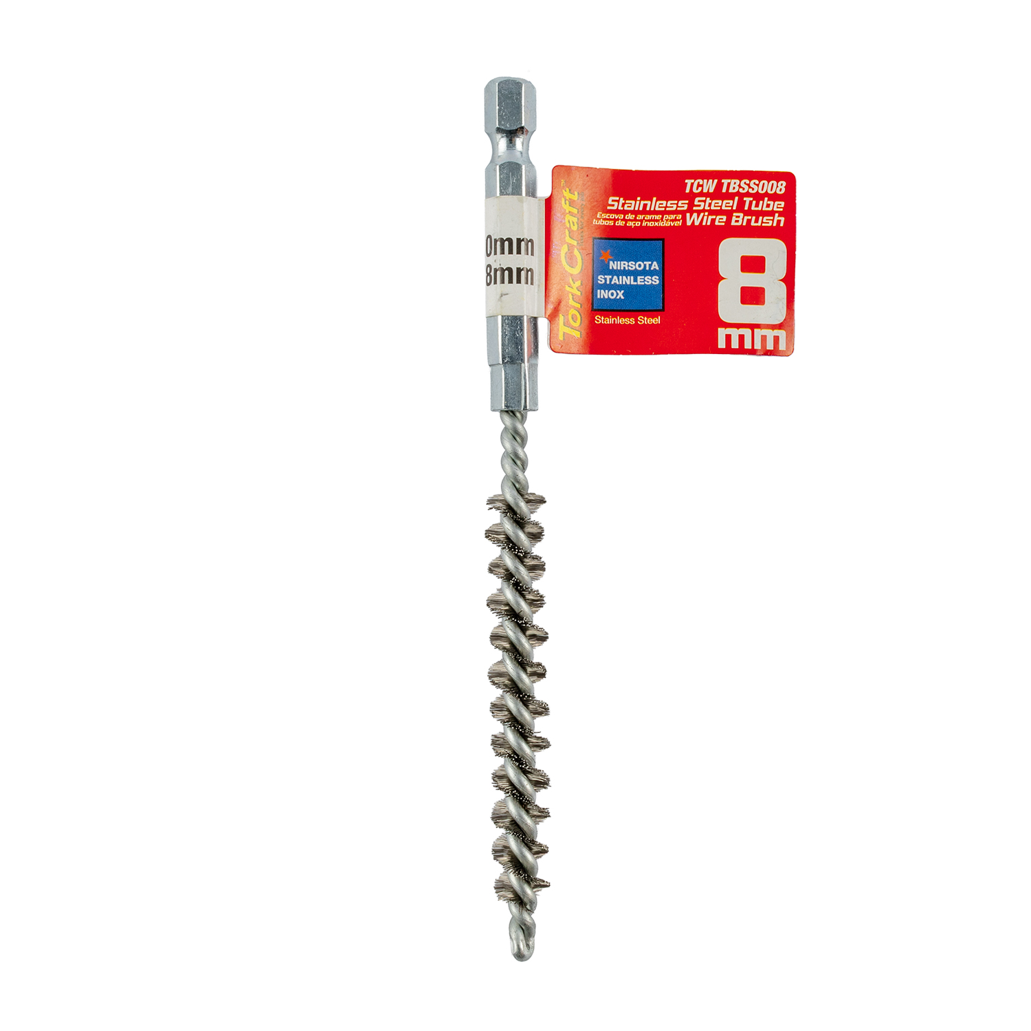 Tube Brush 8mm X 120mm Stainless Steel 6,35mm Hex Shank