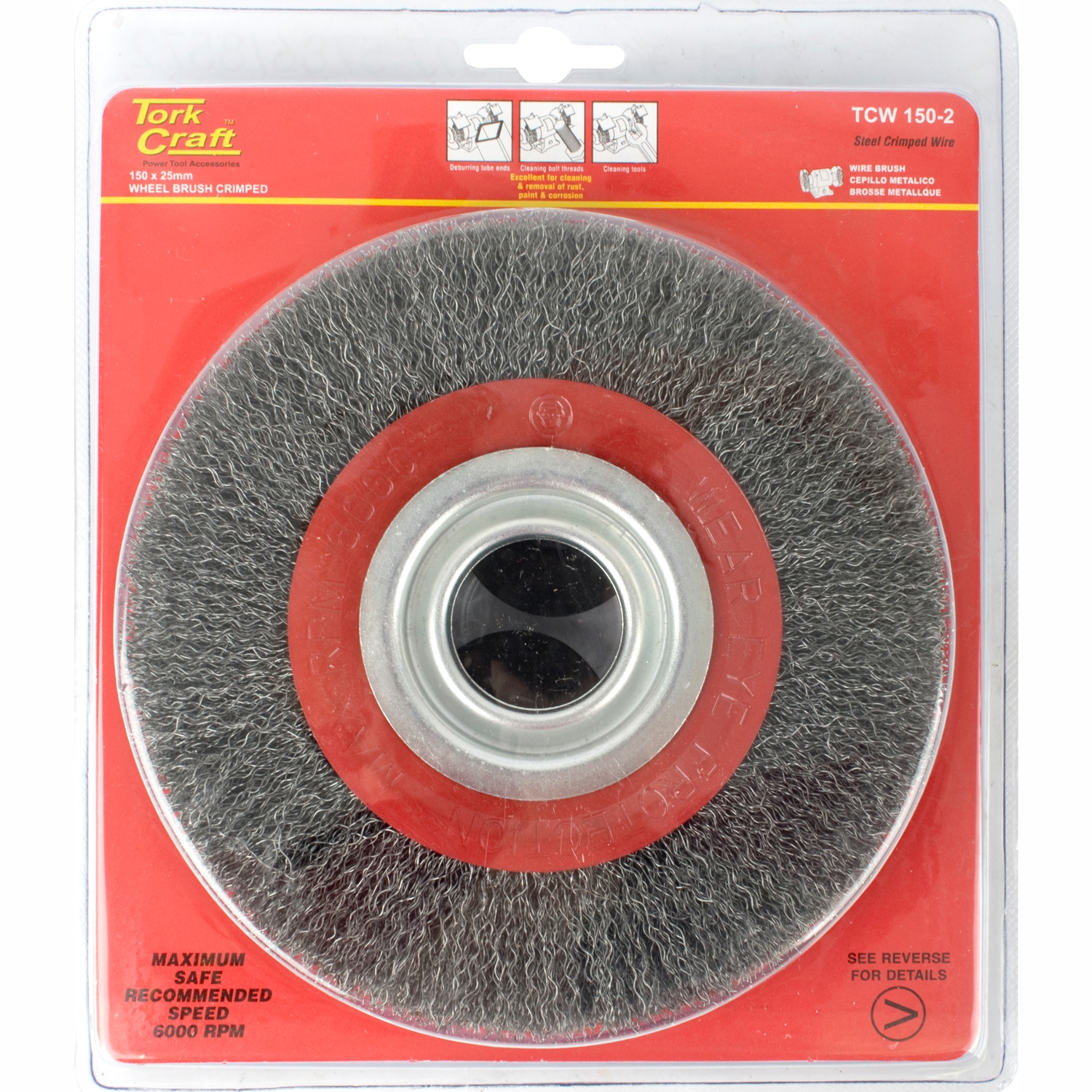 Wire Wheel Brush 150 X 25mm 0.30mm Wire Bench Grinder Blister